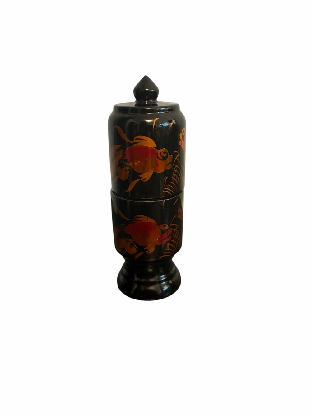 Vintage Asian Black Lacquerware Container